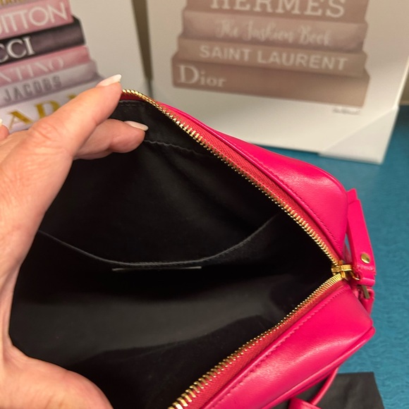 Bundle-Saint Laurent Pink Crossbody Chevron Leather Bag and Wallet - COA INLUDED - Picture 7 of 16